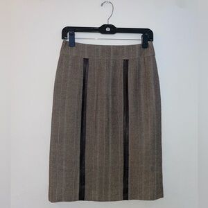 ECCOCI Brown Wool Blend Pencil Skirt Herringbone Design Lined Size 0